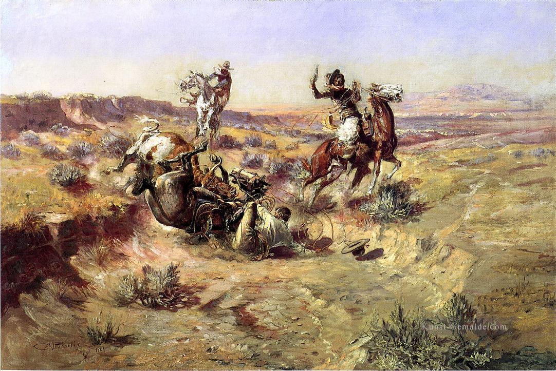 The Broken Rope Cowboy Charles Marion Russell Indianer Ölgemälde